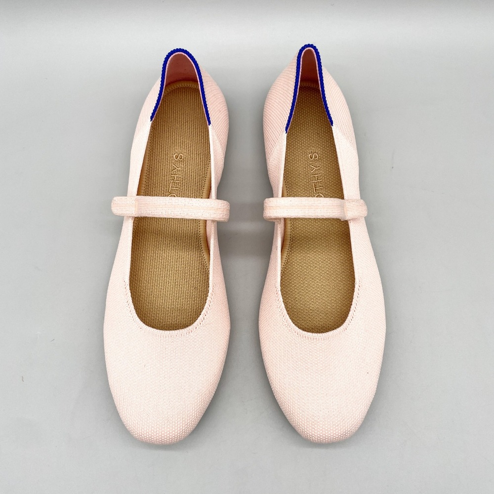 Rothys Womens 9.5 The Mary Jane Square Toe Knit Flat Pink Ballet Coquette Preppy